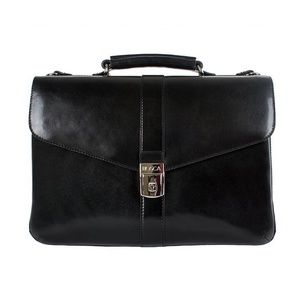 Bosca Flapover Briefcase in Black "Old Leather"